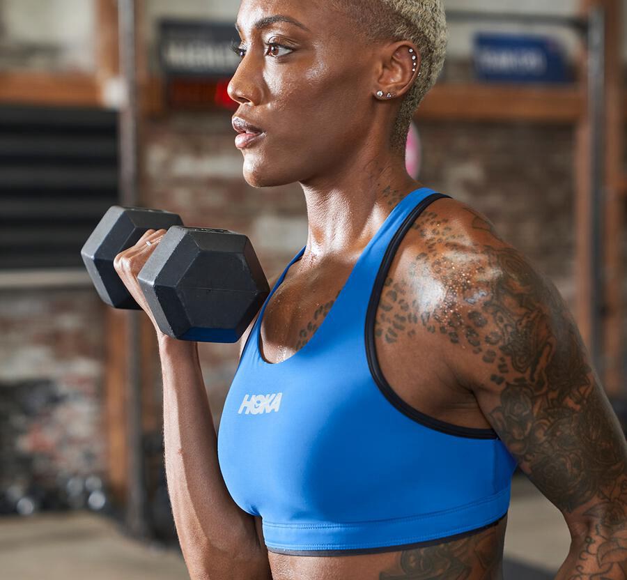 Hoka One One Womens Bra - Performance Sports - Blue - OWSU04836